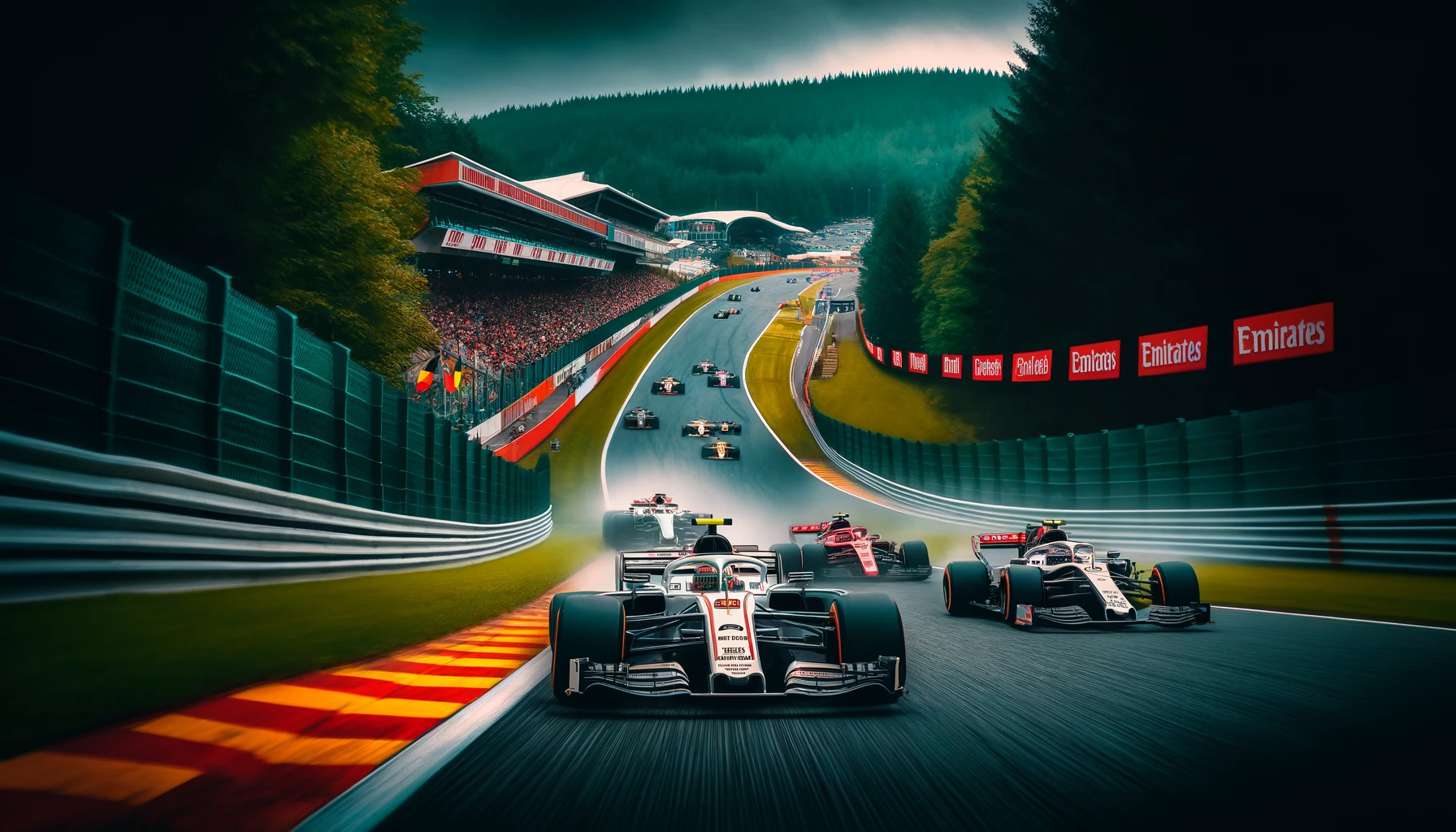 F1 Cars racing at the Spa F1 GP